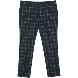 Worthington Pants Slim Ankle Mid Rise Black White Tartan Plaid Preppy Womens 6